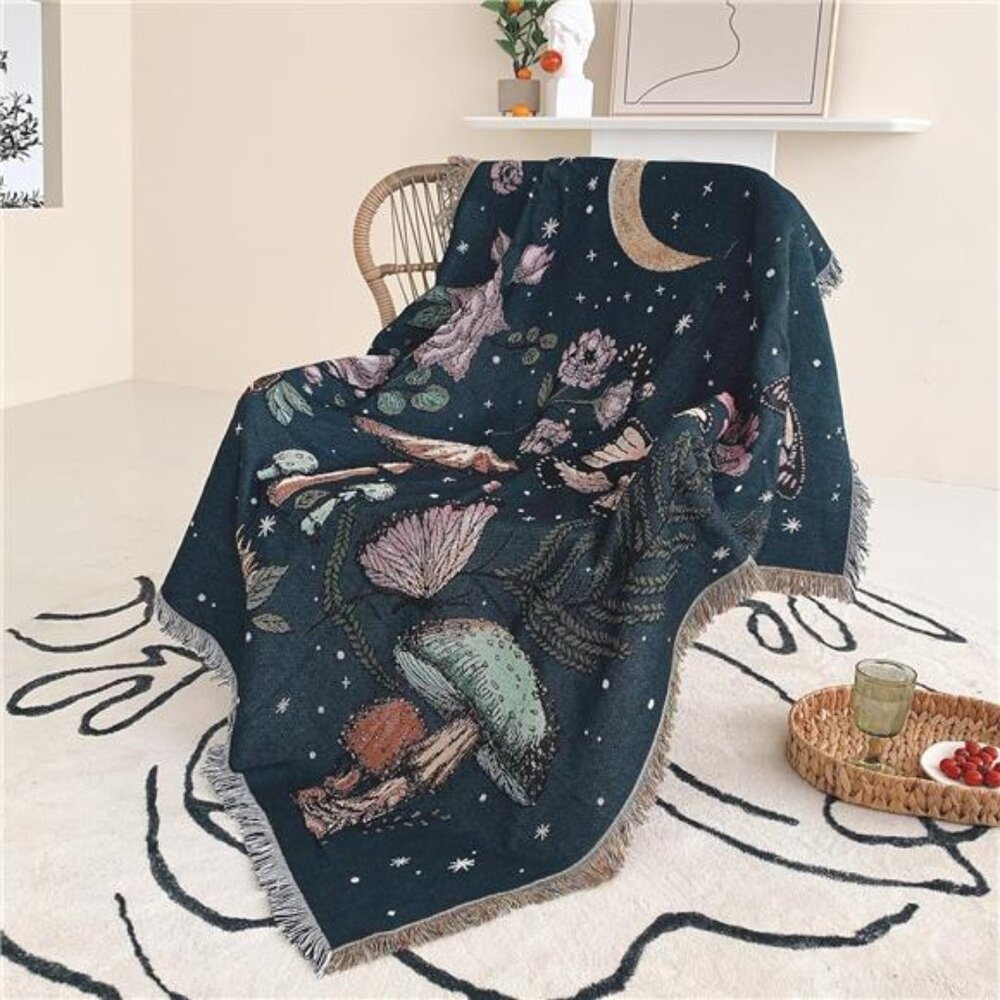 Boho Throw Blanket Reversible Cotton Tapestry Hippie Room Decor